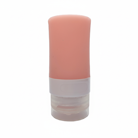 Pink silicone travel squeeze bottle upright on white background – main product image